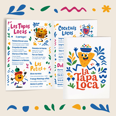 Identité visuelle La Tapa Loca – logo et supports imprimés illustrés